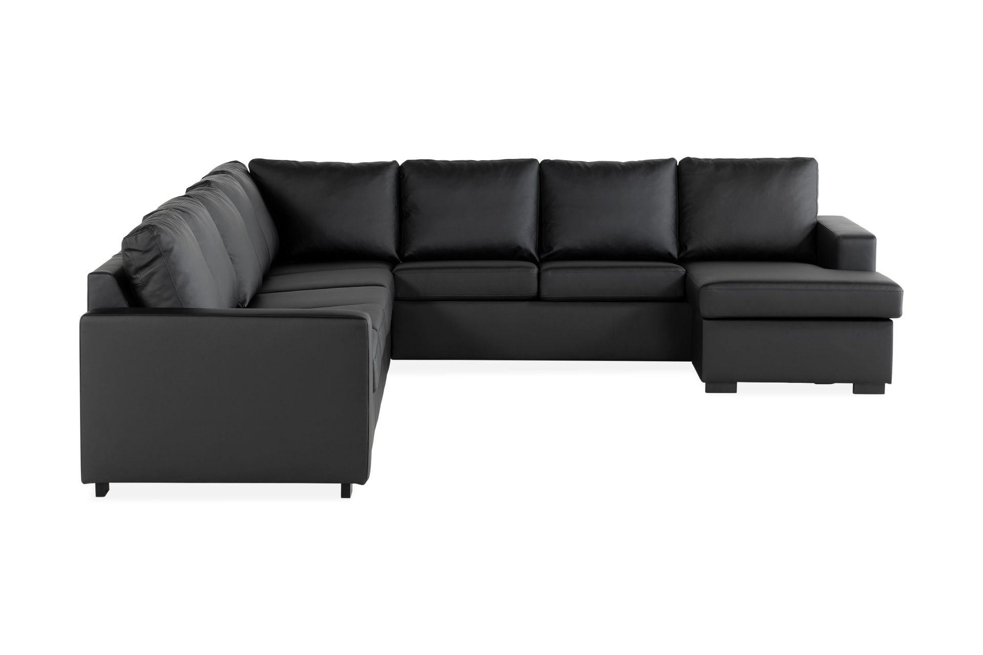 Crazy 7-seters Vendbar U-formet XX-Large Hjørnesofa med Divan i Kunstlær - Svart