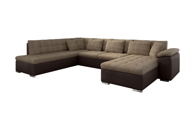 Dynir Hjørnesovesofa Divan med Oppbevaring Høyre - Beige/Brun - Sovesofaer - Sovesofa divan - Skinnsofaer