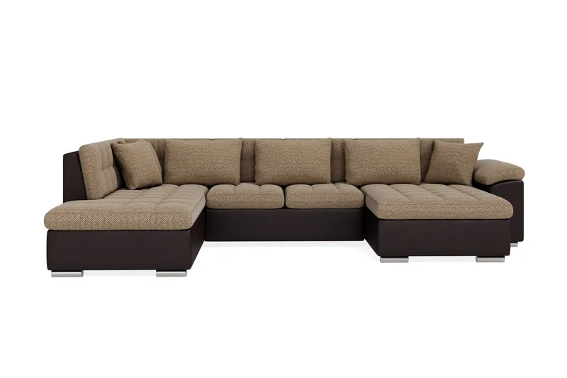 Dynir Hjørnesovesofa Divan med Oppbevaring Høyre, Beige/Brun