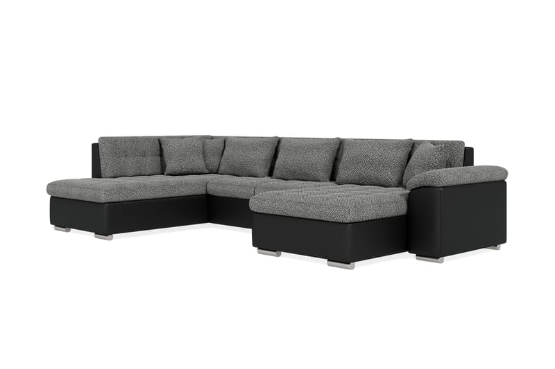 Dynir Stor Hjørnesovesofa Divan med Oppbevaring Høyre 350 cm - Svart / Grå - Møbler - Sofaer - Skinnsofaer