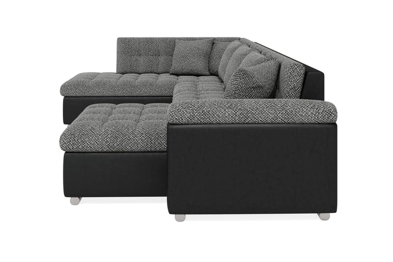 Dynir Stor Hjørnesovesofa Divan med Oppbevaring Høyre 350 cm - Svart / Grå - Møbler - Sofaer - Skinnsofaer