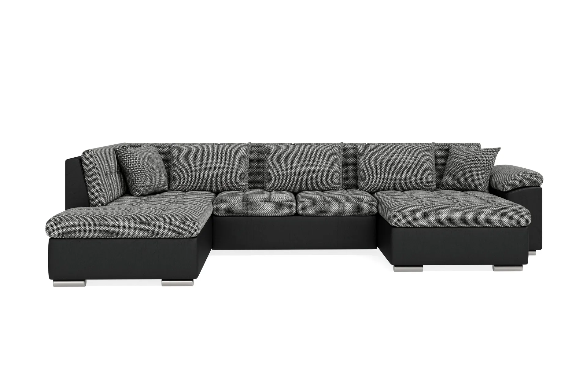 Dynir Stor Hjørnesovesofa Divan med Oppbevaring Høyre 350 cm - Svart / Grå