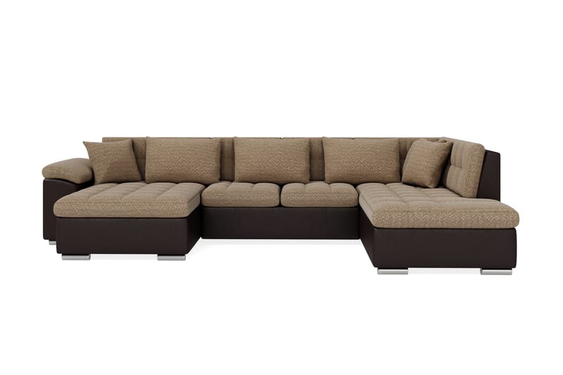Dynir Stor Hjørnesovesofa Divan med Oppbevaring Venstre 350 cm bred - Beige / Brun - Møbler - Sofaer - Skinnsofaer