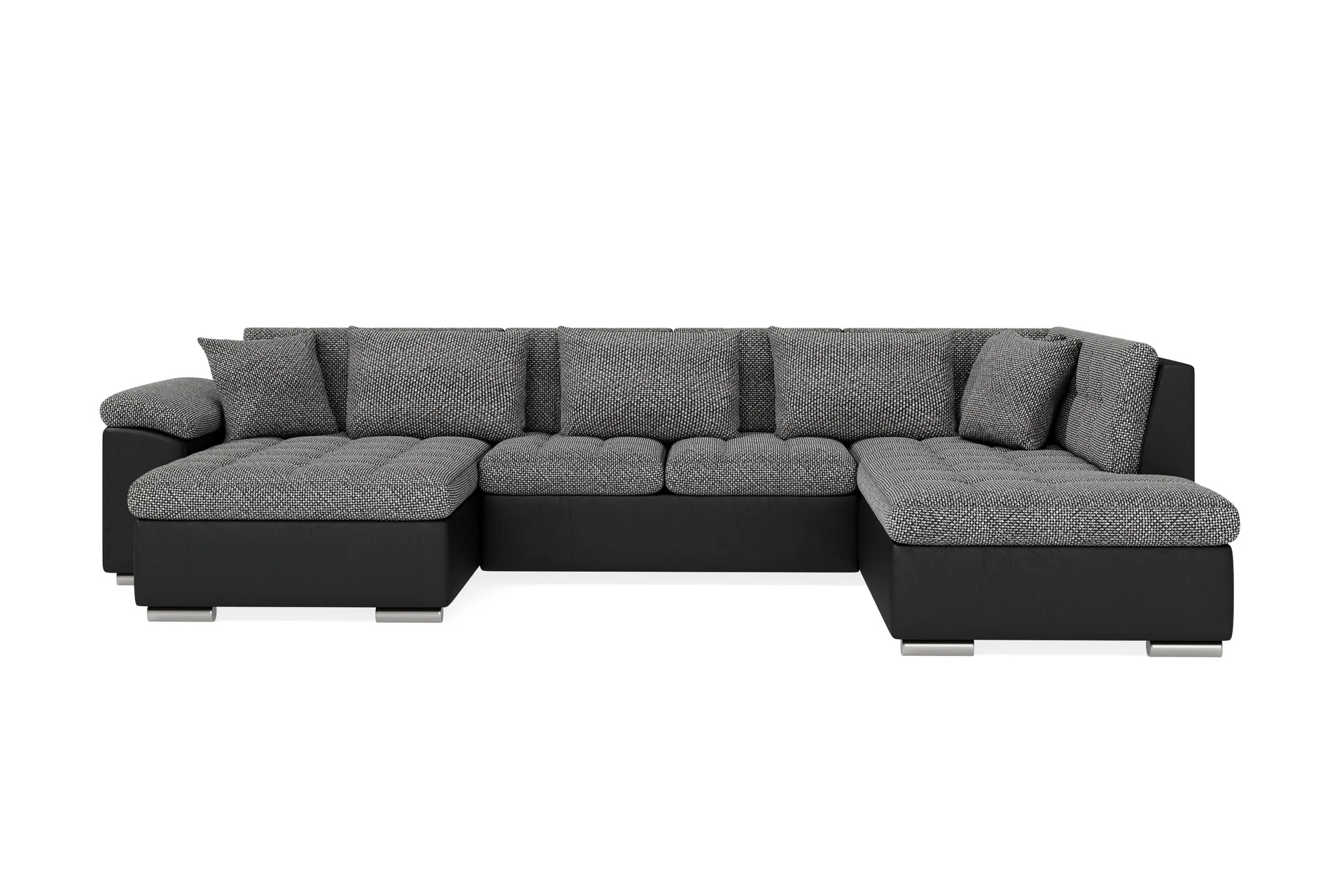 Dynir Stor Hjørnesovesofa Divan med Oppbevaring Venstre - Grå / Svart