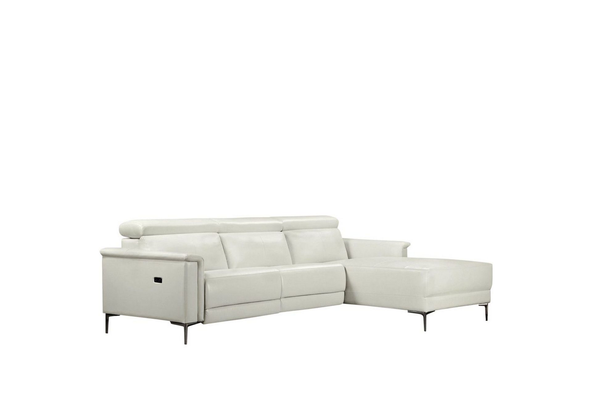 Hjørnesofa 3-seter Lund Krem, PU, Høyre Elektrisk Recliner - Krem, PU, Høyre Elektrisk Recliner