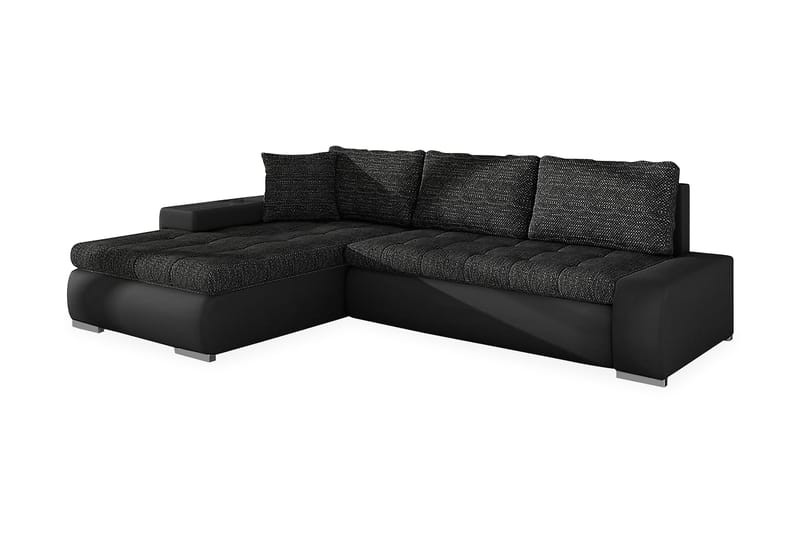 Irja Divansovesofa 4-seter Vendbar - Svart - Sovesofaer - Sovesofa divan - Skinnsofaer