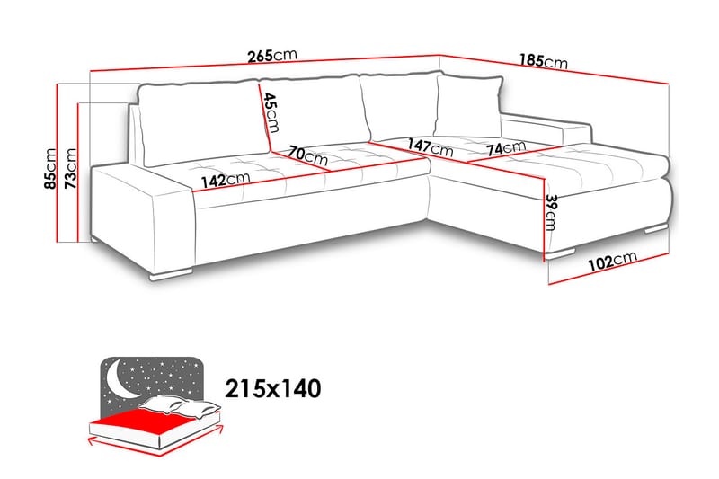 Irja Divansovesofa 4-seter Vendbar - Svart - Møbler - Sofaer - Skinnsofaer