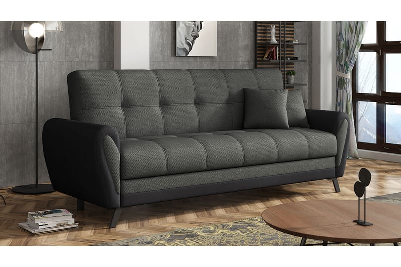 Laterse 3-seters Sofa - Grå/Svart - Sovesofaer - Skinnsofaer - 3 seters sovesofa