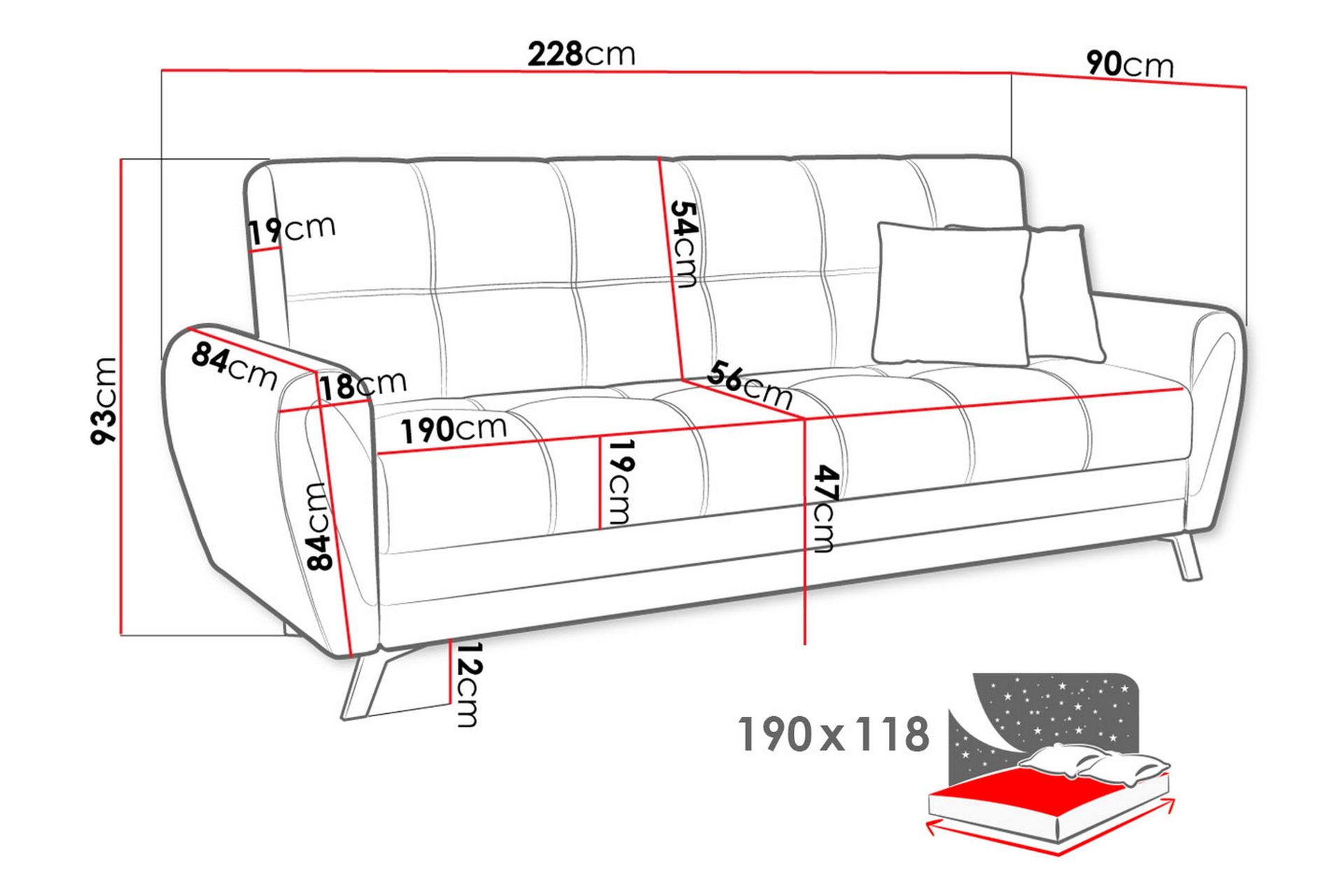Laterse 3-seters Sofa - Grønn/Svart - Møbler - Sofaer - Skinnsofaer