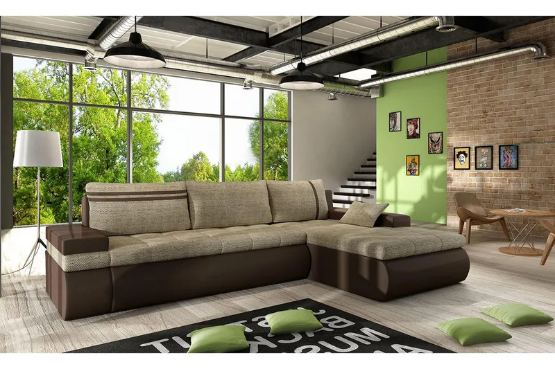 Lavona Divansovesofa Høyre - Beige/Grå - Møbler - Sofaer - Skinnsofaer