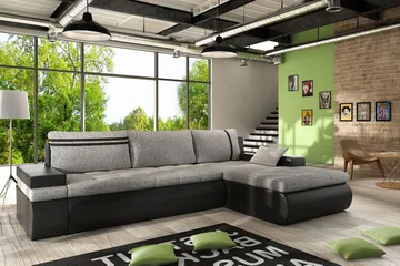 Lavona Divansovesofa Høyre - Grå/Svart - Møbler - Sofaer - Sovesofaer