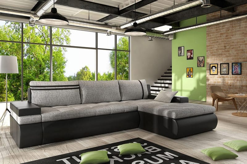 Lavona Divansovesofa Høyre - Grå/Svart - Møbler - Sofaer - Skinnsofaer
