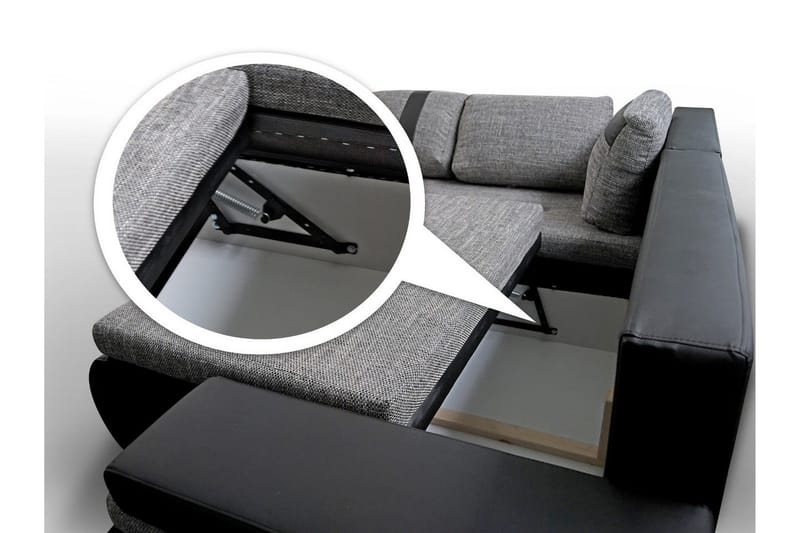 Lavona Divansovesofa Mini Høyre - Svart/Grå - Møbler - Sofaer - Skinnsofaer