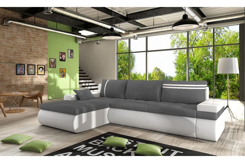 Lavona Divansovesofa Venstre - Grå/Hvit - Møbler - Sofaer - Sovesofaer - Sovesofa divan