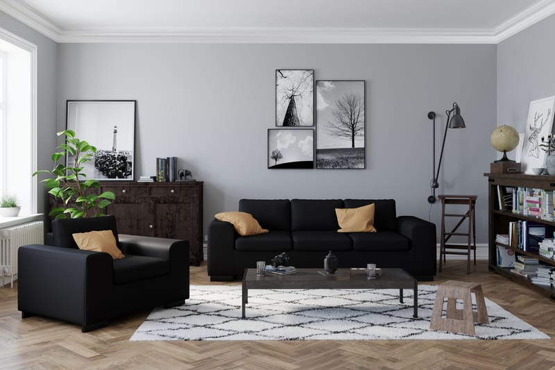 Link 2-seters Sofa i Kunstlær - Svart - Møbler - Sofaer - Skinnsofaer