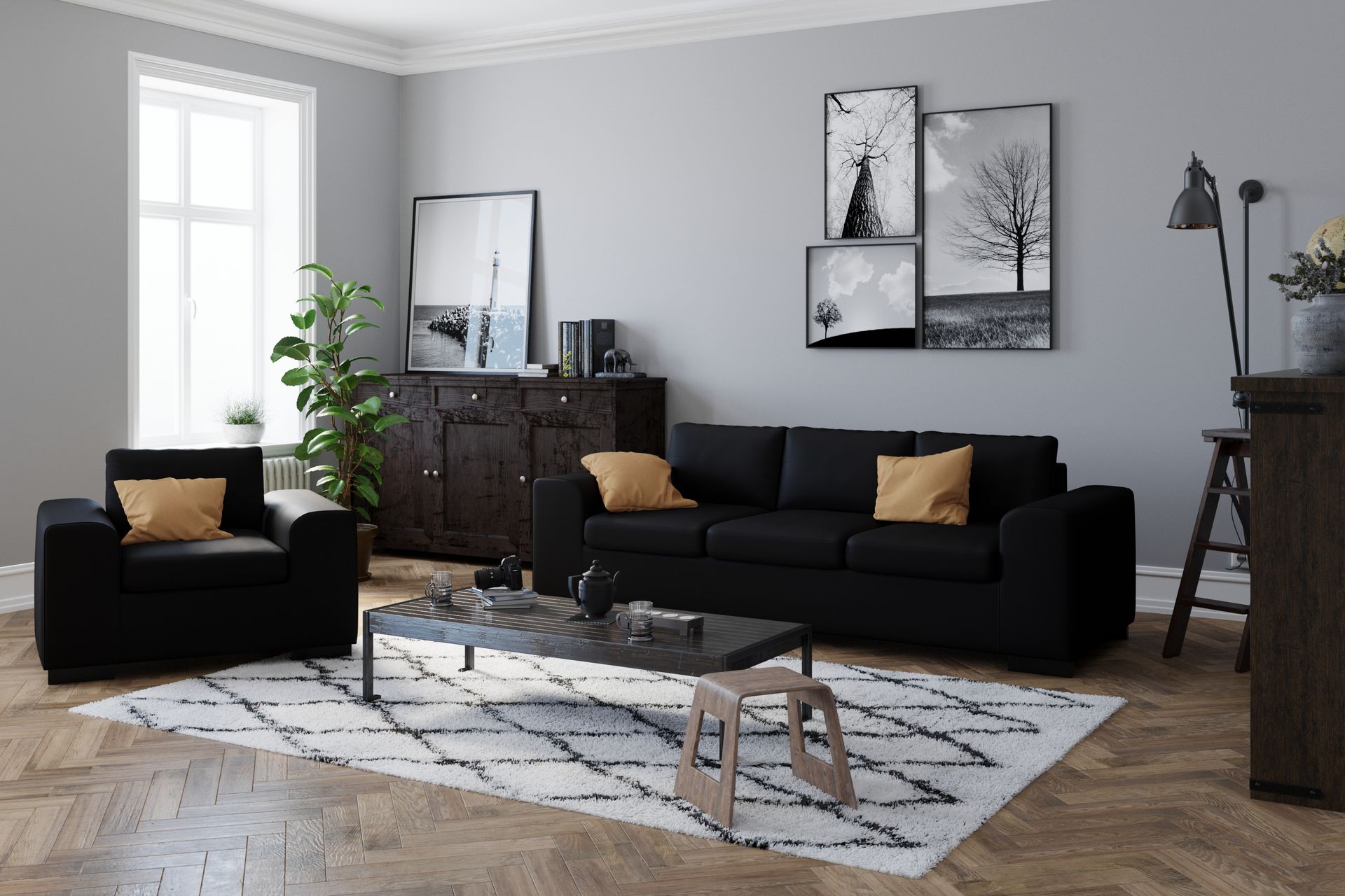 Link 2-seters Sofa i Kunstlær - Svart - Møbler - Sofaer - Skinnsofaer