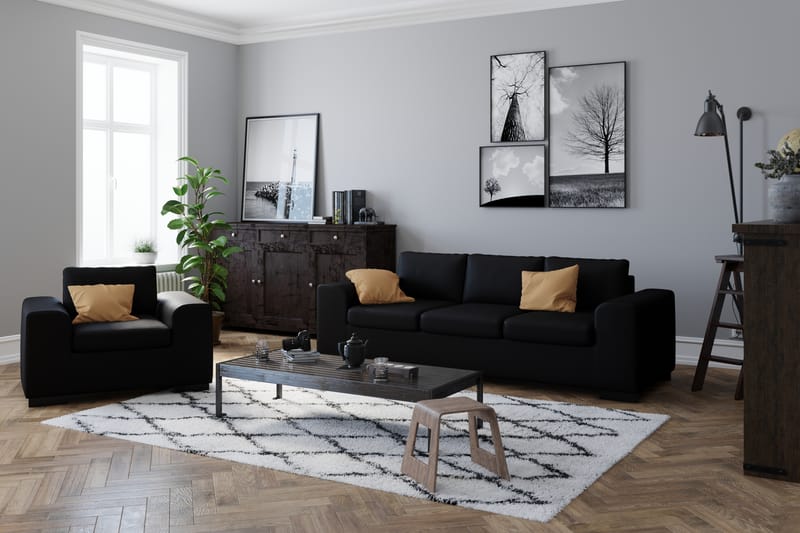 Link 3-seters Sofa i Kunstlær - Svart - Møbler - Sofaer - Skinnsofaer