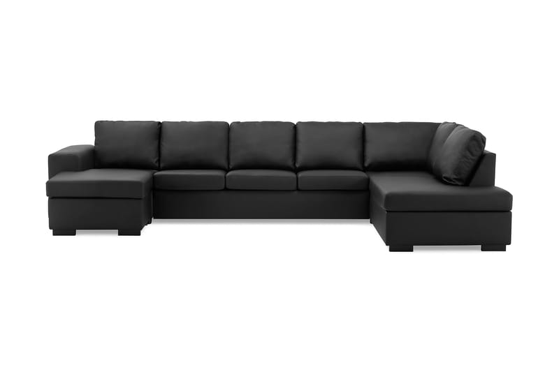Link 5-seters Høyrevendt U-formet XX-Large Sofa med Divan og Sjeselong i Kunstlær - Svart - Møbler - Sofaer - Skinnsofaer
