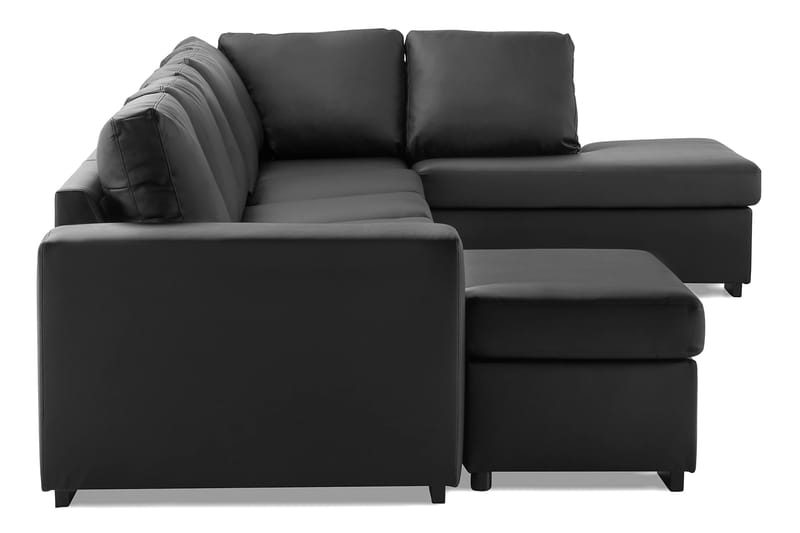 Link 5-seters Høyrevendt U-formet XX-Large Sofa med Divan og Sjeselong i Kunstlær - Svart - Møbler - Sofaer - Skinnsofaer
