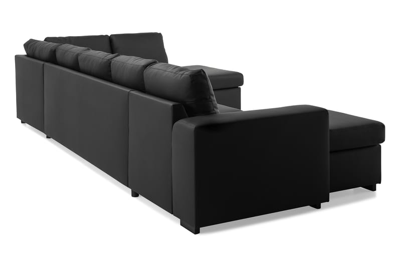 Link 5-seters Høyrevendt U-formet XX-Large Sofa med Divan og Sjeselong i Kunstlær - Svart - Møbler - Sofaer - Skinnsofaer