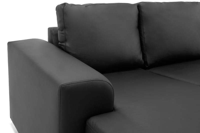 Link 5-seters Høyrevendt U-formet XX-Large Sofa med Divan og Sjeselong i Kunstlær - Svart - Møbler - Sofaer - Skinnsofaer