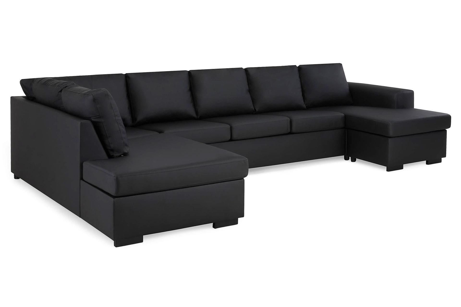 Link 5-seters Venstrevendt U-formet XX-Large Sofa med Divan og Sjeselong i Kunstlær - Svart - Møbler - Sofaer - Skinnsofaer