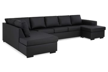 Link 5-seters Venstrevendt U-formet XX-Large Sofa med Divan og Sjeselong i Kunstlær - Svart - Møbler - Sofaer - Skinnsofaer
