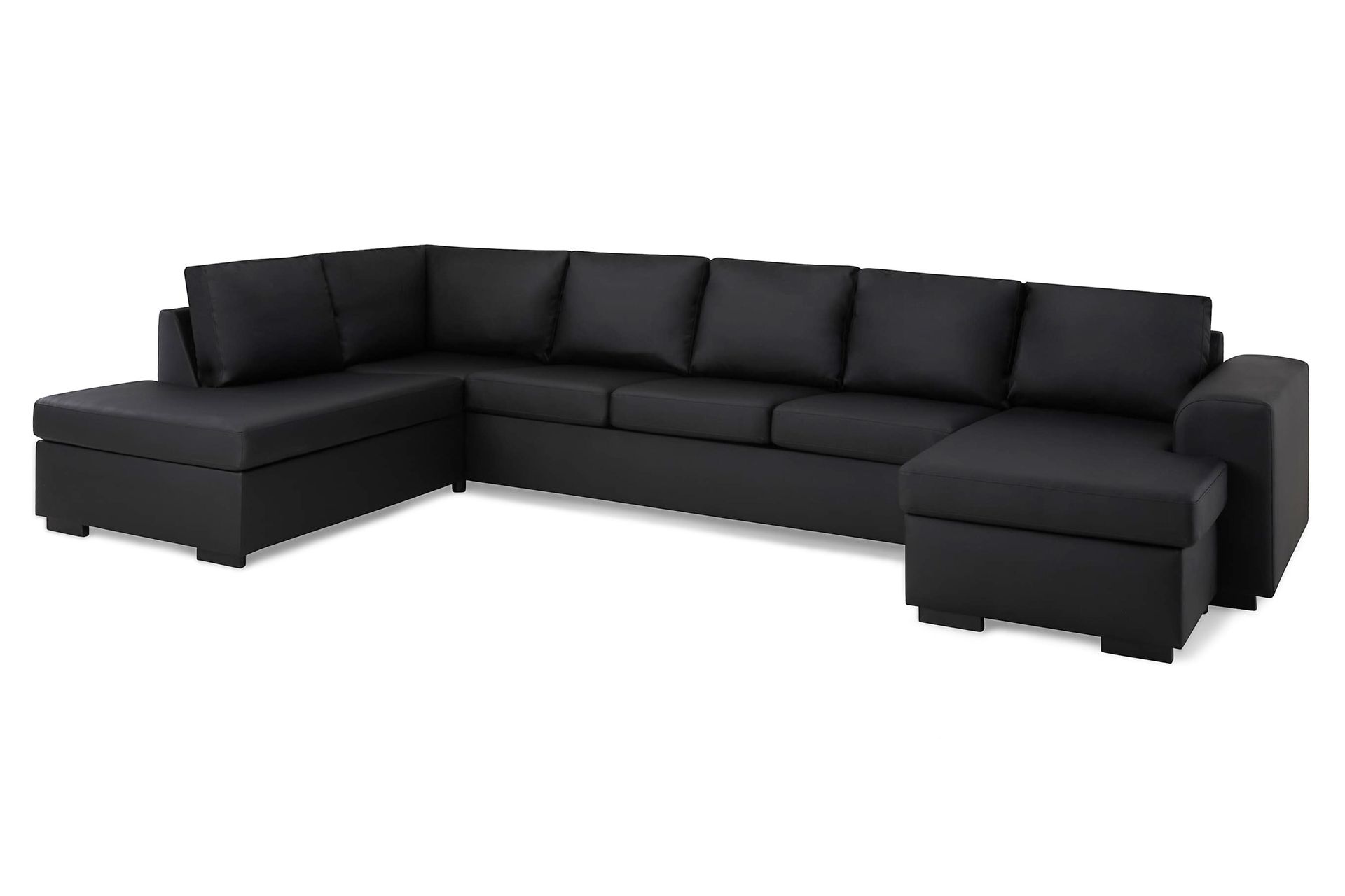 Link 5-seters Venstrevendt U-formet XX-Large Sofa med Divan og Sjeselong i Kunstlær - Svart - Møbler - Sofaer - Skinnsofaer