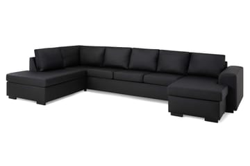 Link 5-seters Venstrevendt U-formet XX-Large Sofa med Divan og Sjeselong i Kunstlær - Svart - Møbler - Sofaer - Skinnsofaer