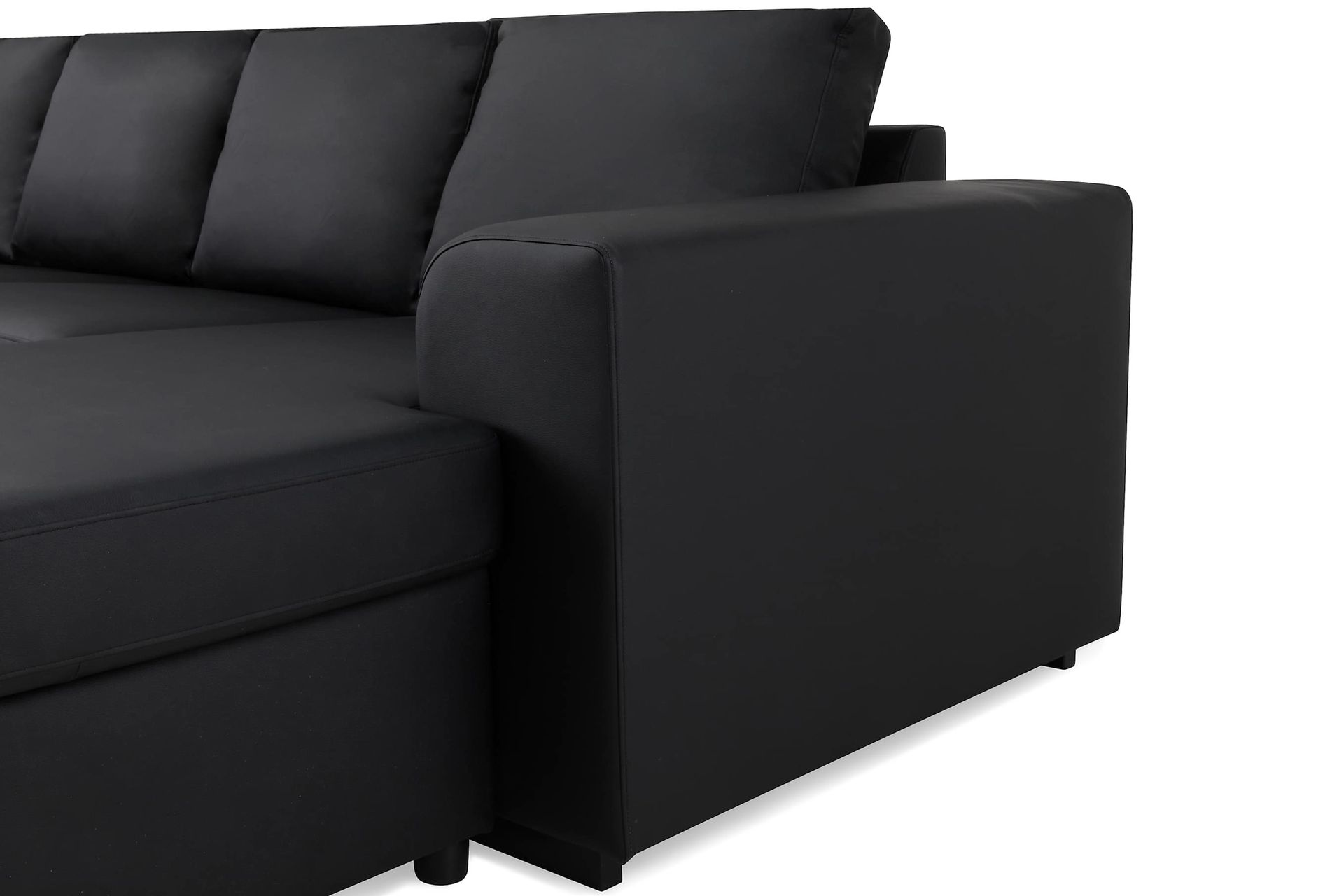 Link 5-seters Venstrevendt U-formet XX-Large Sofa med Divan og Sjeselong i Kunstlær - Svart - Møbler - Sofaer - Skinnsofaer