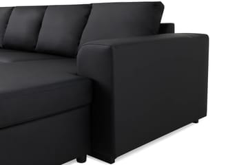 Link 5-seters Venstrevendt U-formet XX-Large Sofa med Divan og Sjeselong i Kunstlær - Svart - Møbler - Sofaer - Skinnsofaer