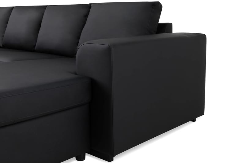 Link 5-seters Venstrevendt U-formet XX-Large Sofa med Divan og Sjeselong i Kunstlær - Svart - Møbler - Sofaer - Skinnsofaer