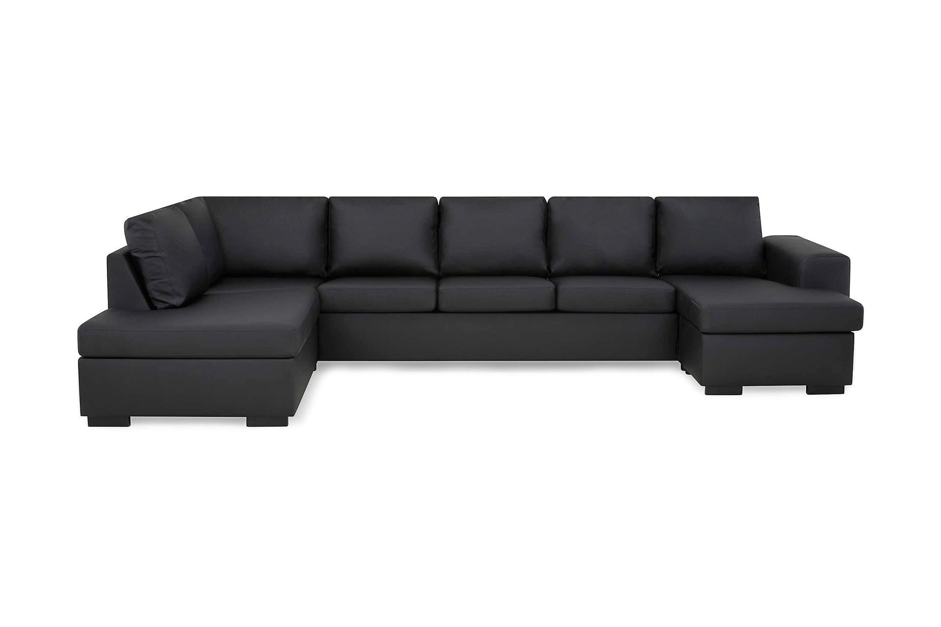 Link 5-seters Venstrevendt U-formet XX-Large Sofa med Divan og Sjeselong i Kunstlær - Svart - Møbler - Sofaer - Skinnsofaer