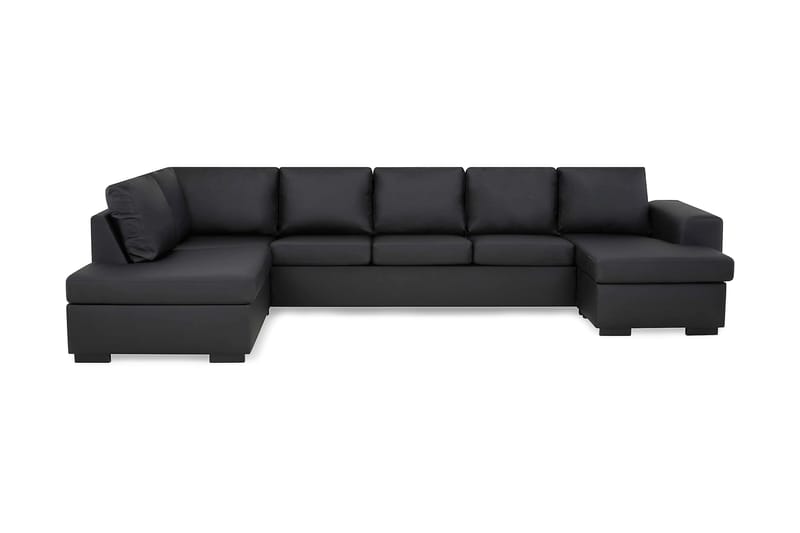 Link 5-seters Venstrevendt U-formet XX-Large Sofa med Divan og Sjeselong i Kunstlær - Svart - Møbler - Sofaer - Skinnsofaer