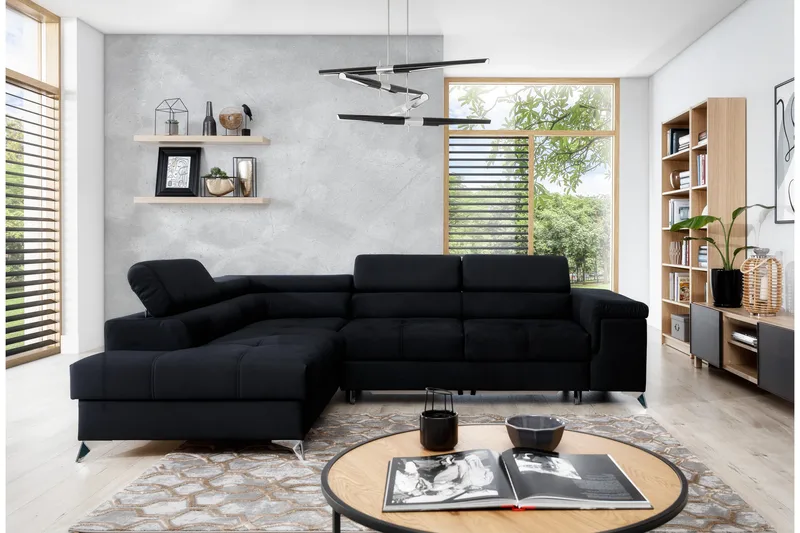 Madalene Sovesofa med Sjeselong Venstre, Lær/Grå