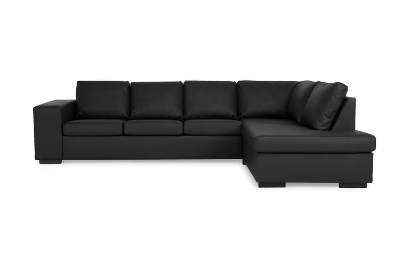 Memphis 3-seter med Sjeselong Large Høyre Kunstlær - Svart - Sofa med sjeselong - Skinnsofaer - 3 seters sofa med divan