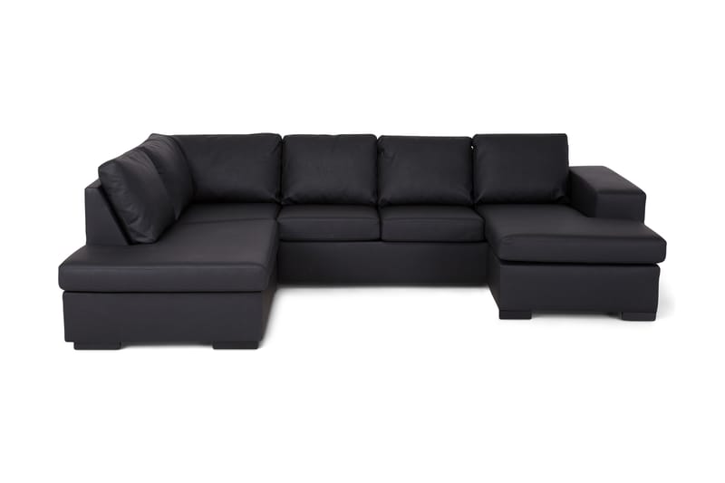 Memphis 4-seters Venstrevendt U-formet Sofa med Divan og Sjeselong i Kunstlær - Svart - Møbler - Sofaer - Skinnsofaer