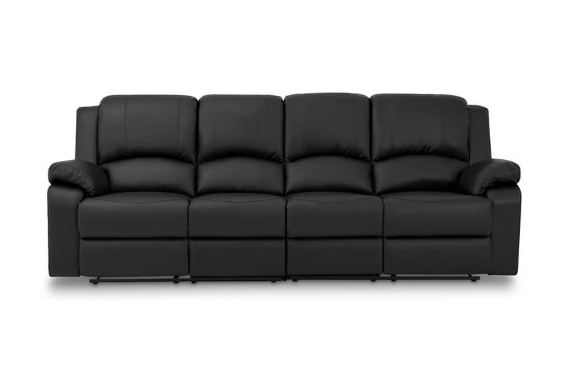Norbo Reclinersofa 4-seter Kunstskinn - Fällbar sofa - Kinosofa - Svart - Møbler - Sofaer - 4 seter sofa