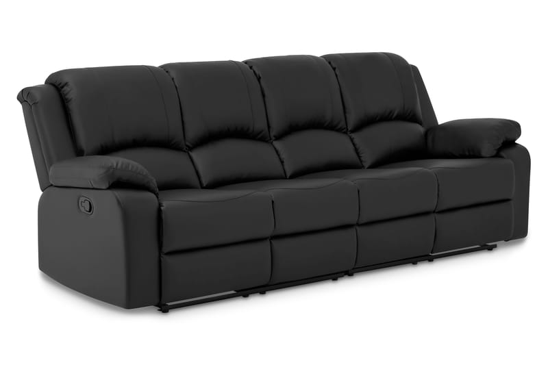 Norbo Reclinersofa 4-seter Kunstskinn - Fällbar sofa - Kinosofa - Svart - Møbler - Sofaer - 4 seter sofa
