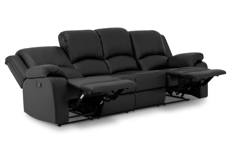 Norbo Reclinersofa 4-seter Kunstskinn - Fällbar sofa - Kinosofa - Svart - Møbler - Sofaer - 4 seter sofa