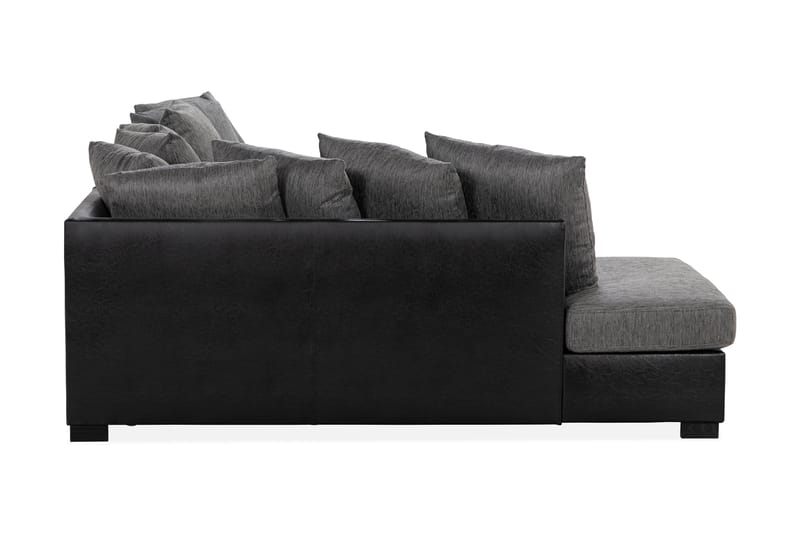 Ocean 4-seters Venstrevendt U-formet Sofa med Divan og Sjeselong i Kunstlær/Stoff - Grå / Svart - Møbler - Sofaer - Skinnsofaer