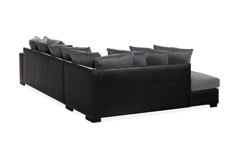 Ocean 4-seters Venstrevendt U-formet Sofa med Divan og Sjeselong i Kunstlær/Stoff - Grå / Svart - Møbler - Sofaer - Skinnsofaer