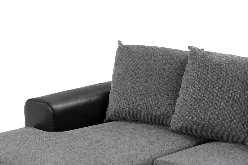 Ocean 5-seters Høyrevendt U-formet Large Sofa med Divan og Sjeselong i Kunstlær/Stoff - Grå / Svart - Møbler - Sofaer - Skinnsofaer
