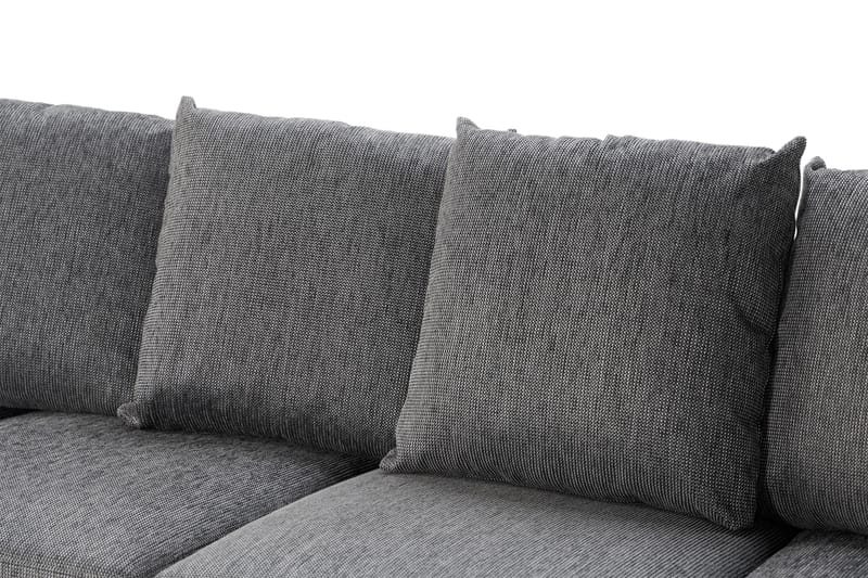 Ocean 5-seters Høyrevendt U-formet Large Sofa med Divan og Sjeselong i Kunstlær/Stoff - Grå / Svart - Møbler - Sofaer - U-sofa