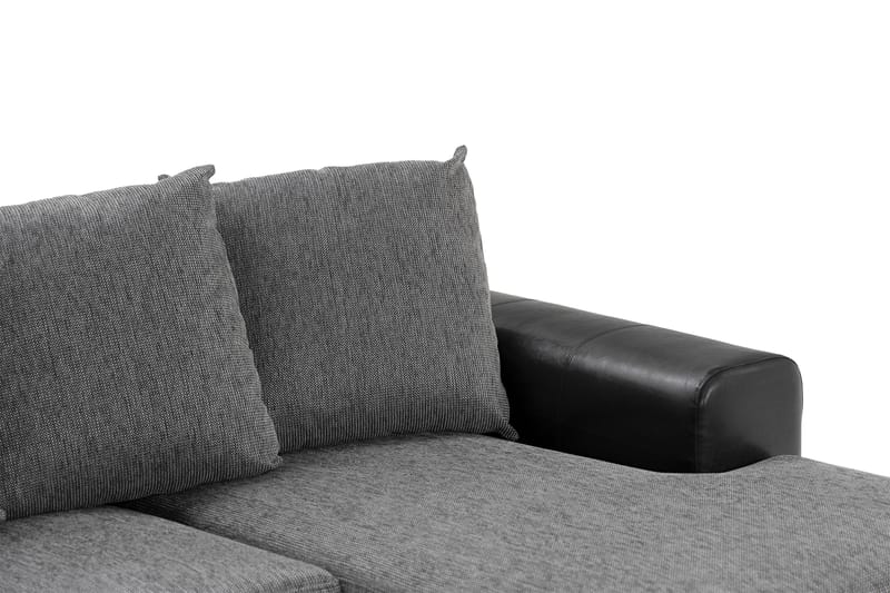 Ocean 5-seters Venstrevendt U-formet Large Sofa med Divan og Sjeselong i Kunstlær/Stoff - Grå / Svart - Møbler - Sofaer - Skinnsofaer