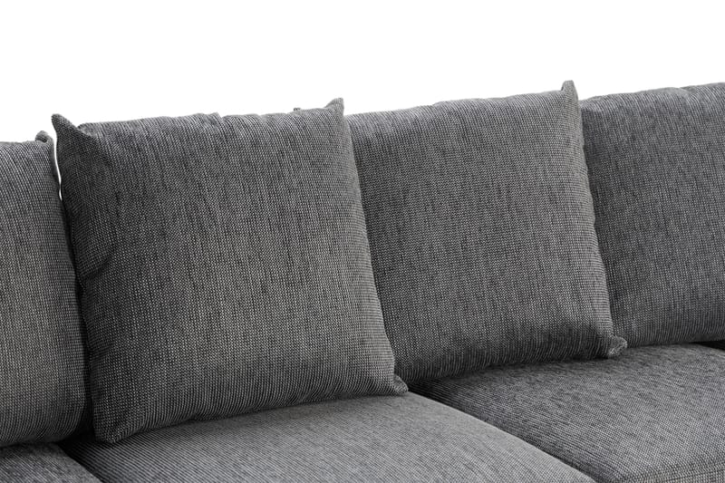 Ocean 5-seters Venstrevendt U-formet Large Sofa med Divan og Sjeselong i Kunstlær/Stoff - Grå / Svart - Møbler - Sofaer - Skinnsofaer