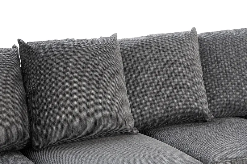 Ocean 5-seters Venstrevendt U-formet Large Sofa med Divan og Sjeselong i Kunstlær/Stoff - Grå / Svart - Møbler - Sofaer - U-sofa