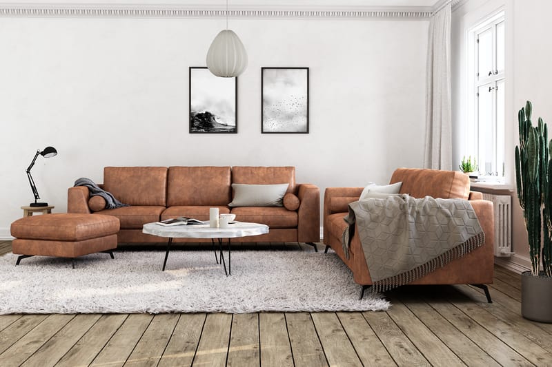 Ocean Lyx 3-seter Sofa - Brun/Lær - Skinnsofaer - 2 seter sofa