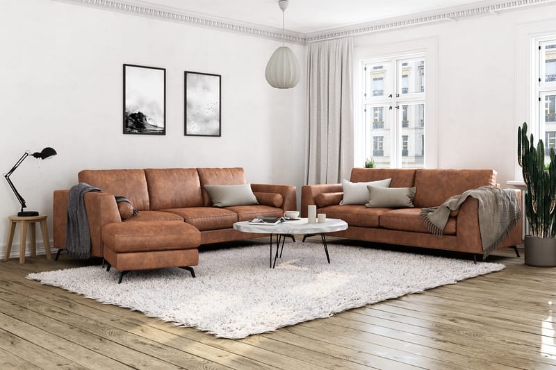 Ocean Lyx 3-seters Sofa i Kunstlær - Brun - Møbler - Sofaer - Sofa 3 seter