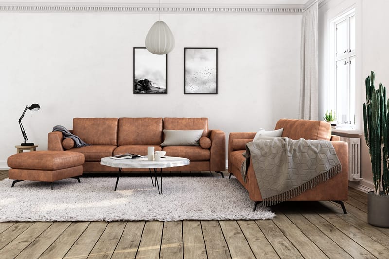 Ocean Lyx 3-seters Sofa i Kunstlær - Brun - Møbler - Sofaer - Sofa 3 seter